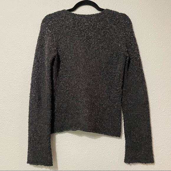 J Crew Grey Wool Popcorn Texture V Neck Sweater XS - Picture 3 of 6